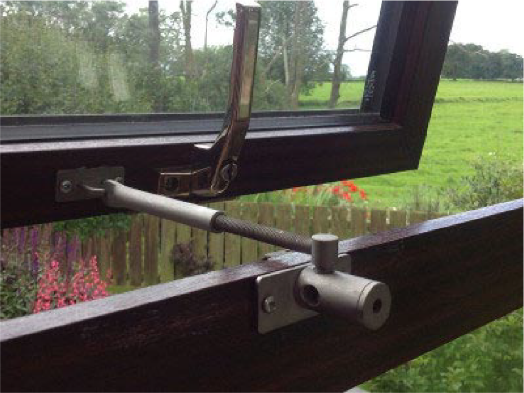 locklatch window restrictor on wooden window