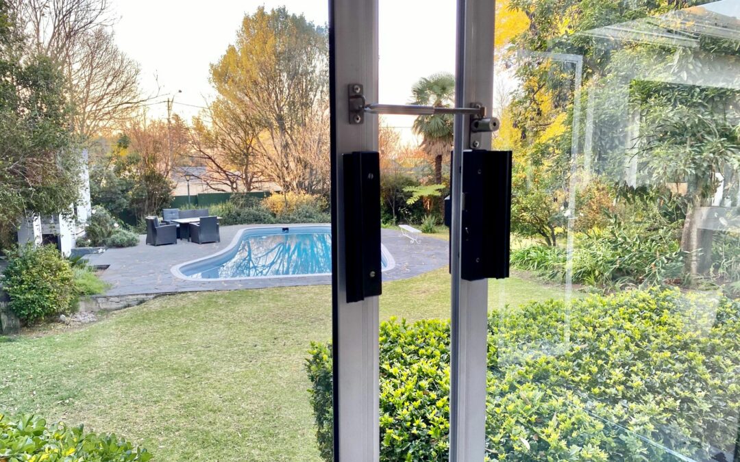 locklatch installed on sliding door, locking it open and secure